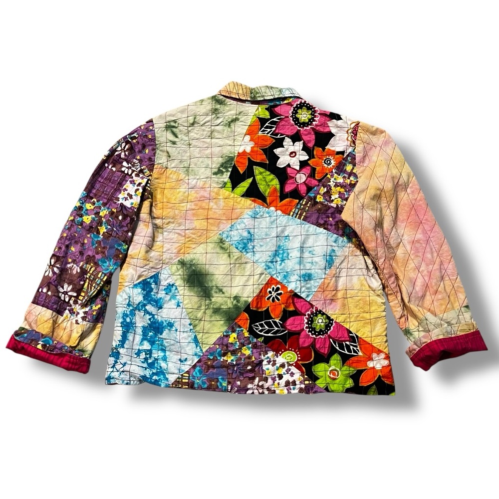 New Directions Patchwork Jacket Large Quilted Flo… - image 7